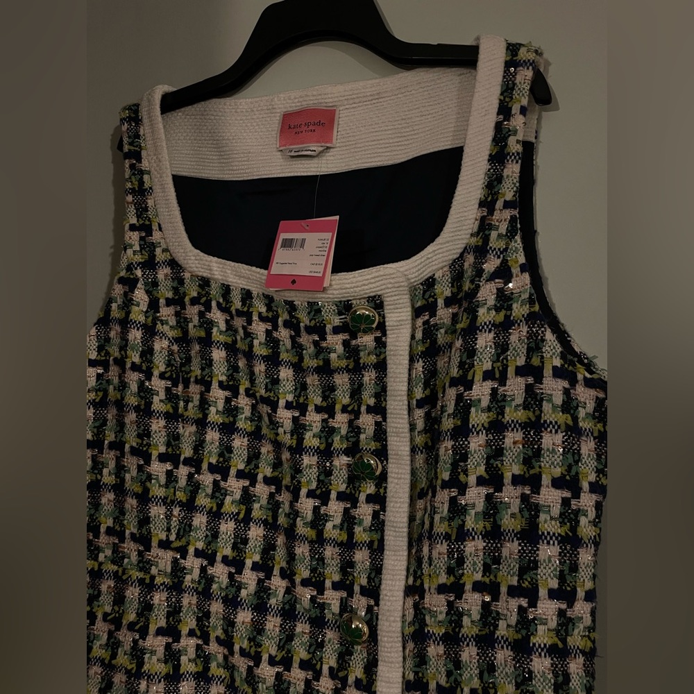 Kate Spade Pop Tweed Green Dress- US 16 - Picture 4 of 10